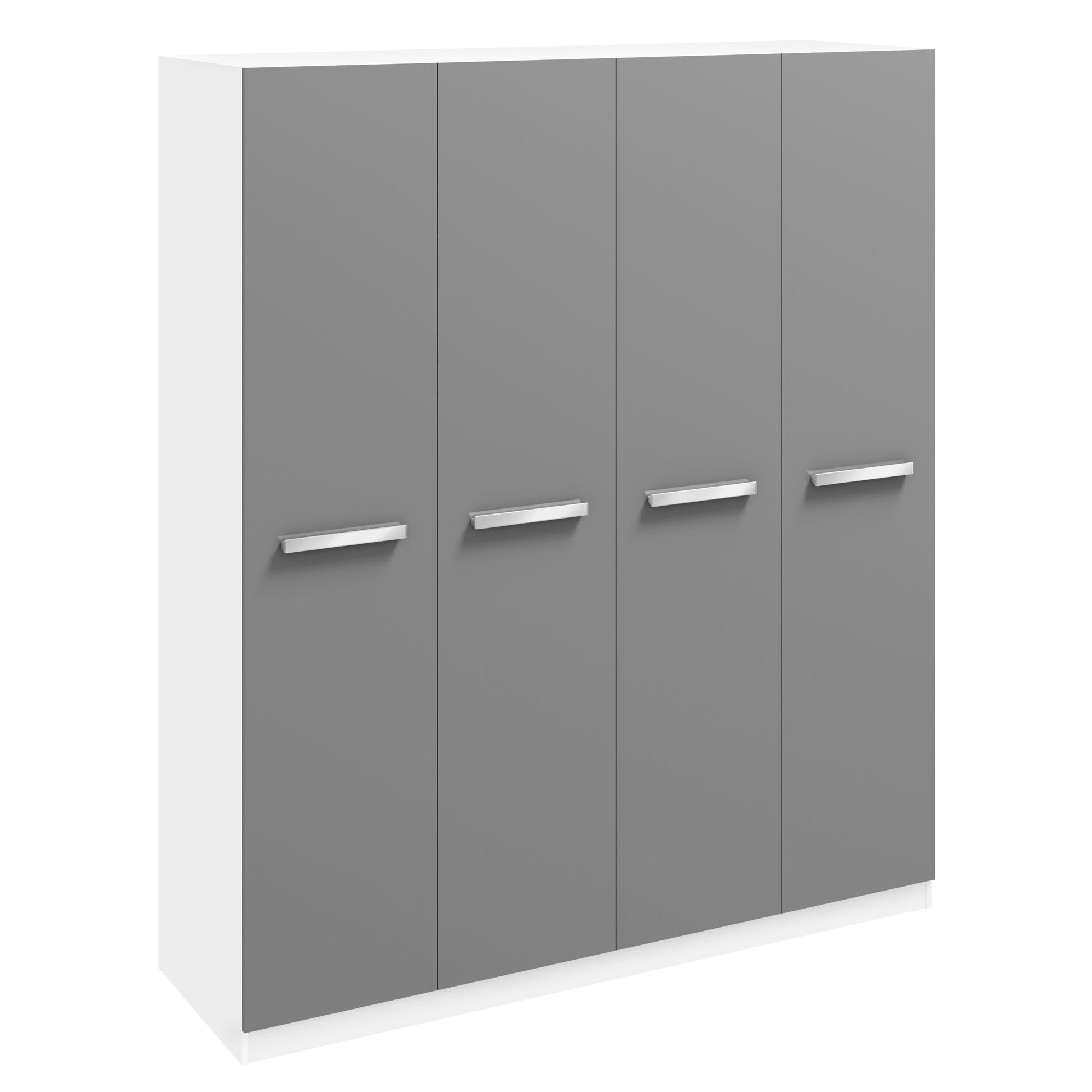 Brooke High Gloss Grey and White 4 Door Wardrobe - FurniComp