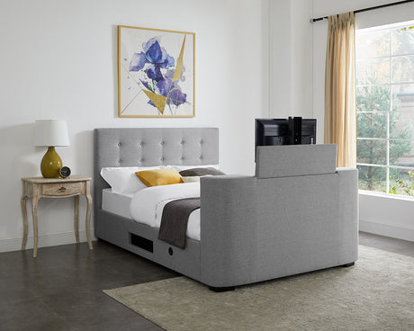 Burlington Grey Fabric TV Bed Frame - FurniComp