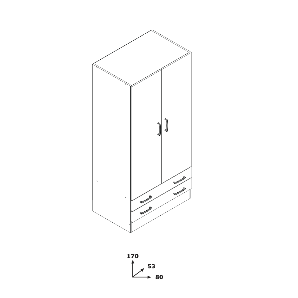 Capri 2 Door 2 Drawer White Wardrobe - FurniComp