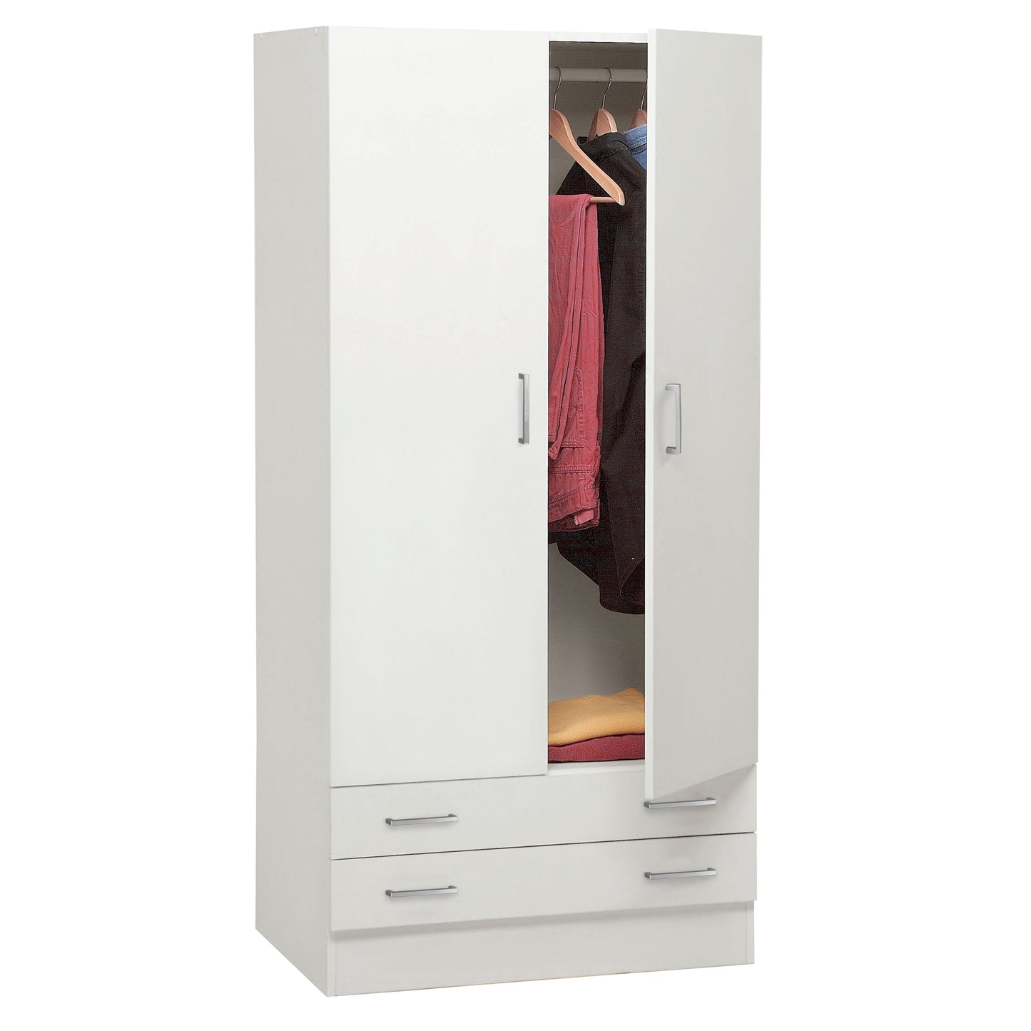 Capri 2 Door 2 Drawer White Wardrobe - FurniComp