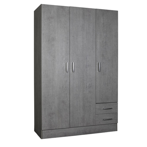Capri 3 Door 2 Drawer Concrete Grey Wardrobe - FurniComp