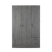 Capri 3 Door 2 Drawer Concrete Grey Wardrobe - FurniComp