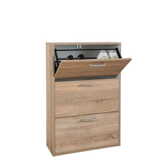 Capri 3 Drawer Large Sonoma Oak Shoe Storage Cupboard - FurniComp