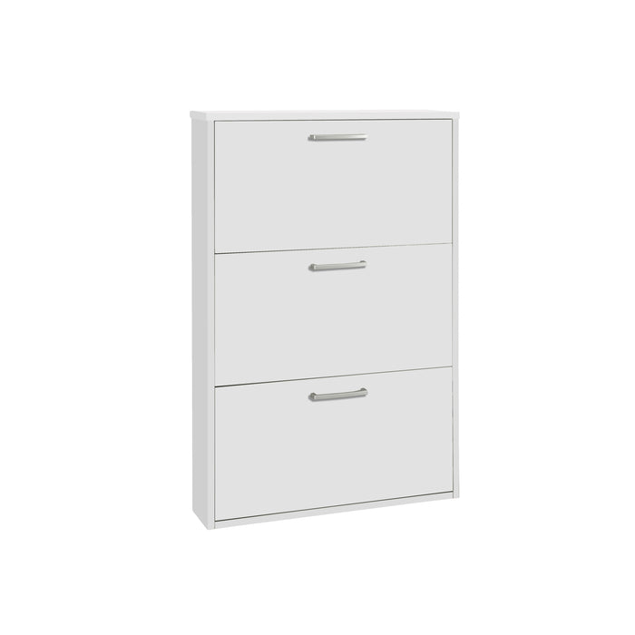 Capri 3 Drawer White Compact Shoe Storage Cabinet - FurniComp