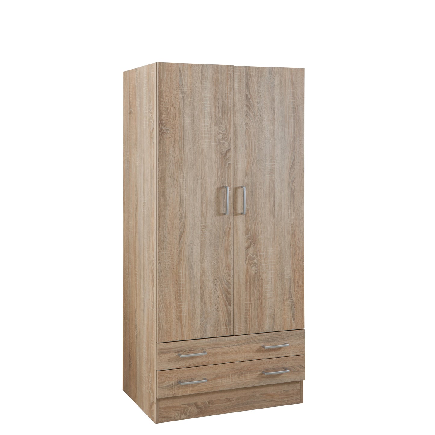 Capri Oak 2 Door 2 Drawer Wardrobe - FurniComp