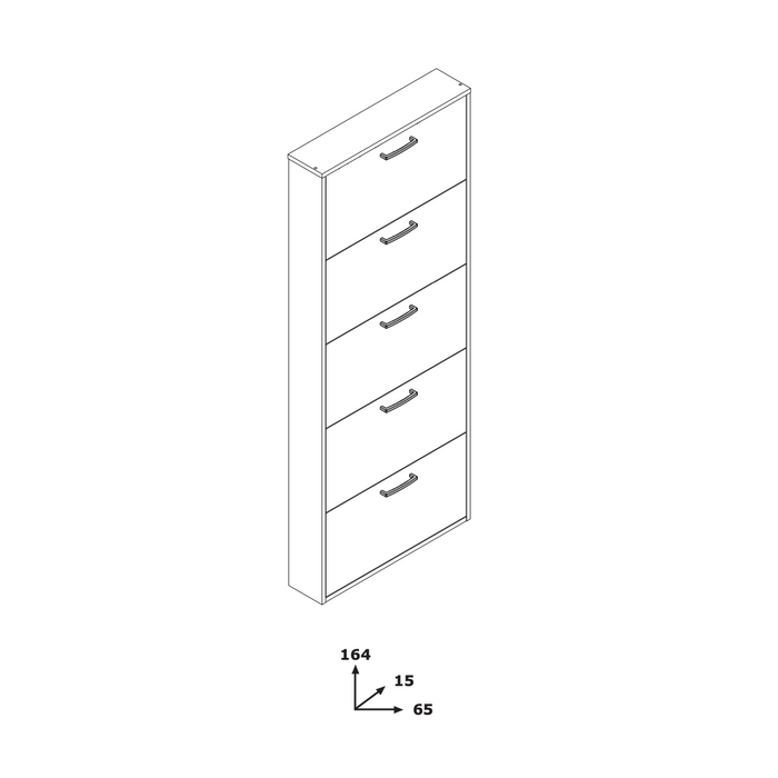 Capri 5 Drawer Concrete Grey Tall Shoe Storage Cabinet - FurniComp