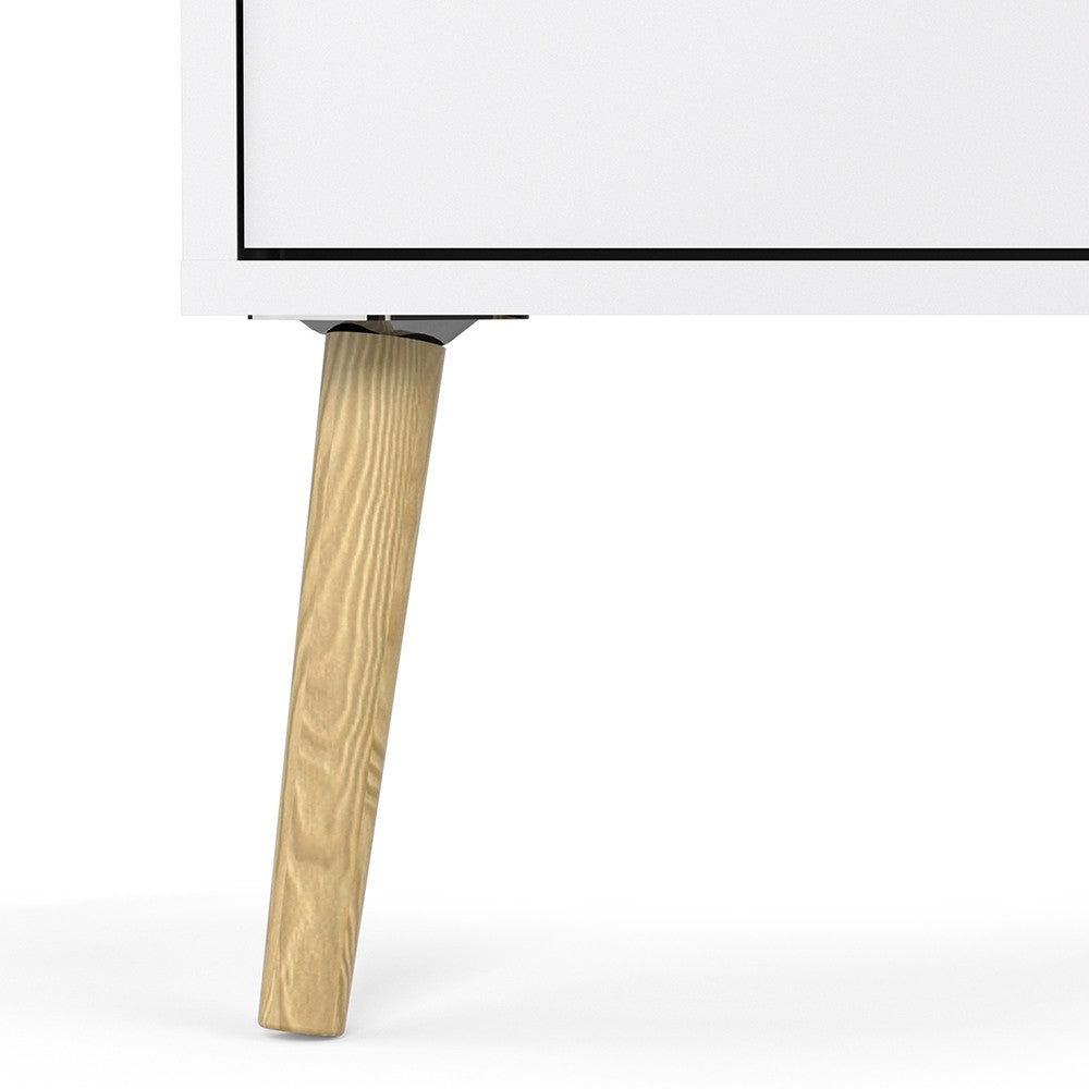 Copenhagen 5 Drawers (2+3) White and Oak Chest of Drawer - FurniComp