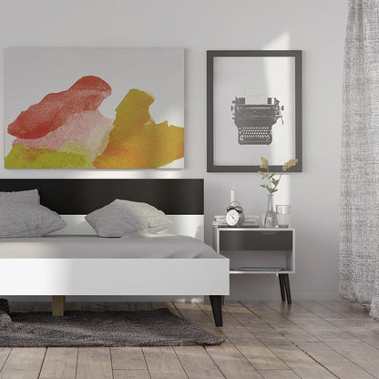 Copenhagen White and Matt Black 1 Drawer Bedside - FurniComp