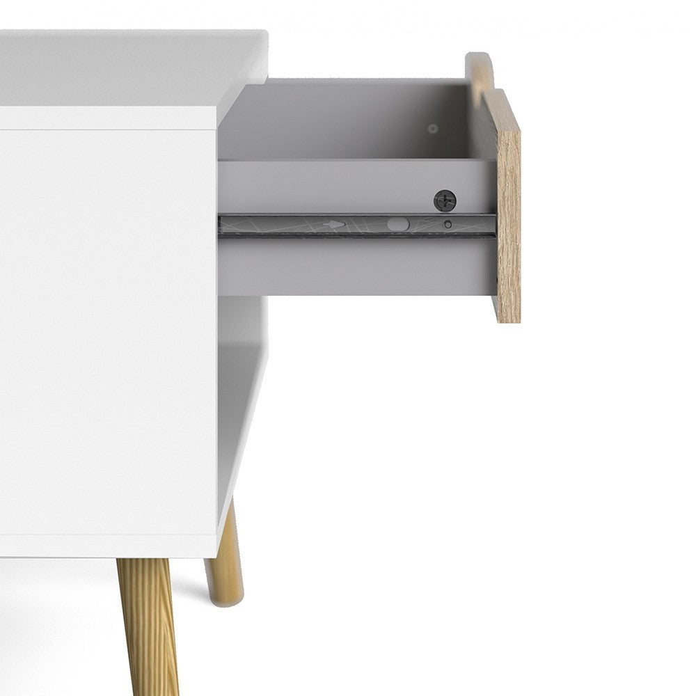 Copenhagen White and Oak 1 Drawer Bedside - FurniComp