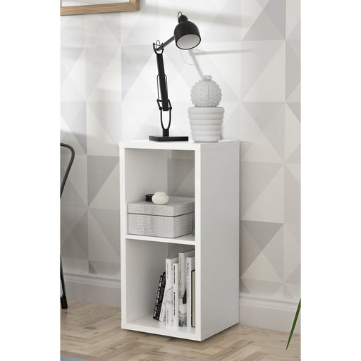 Cora 2 Tier Lamp Table/Bookcase in White - FurniComp