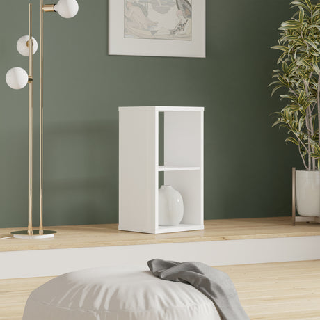 Cora 2 Tier Lamp Table/Bookcase in White - FurniComp
