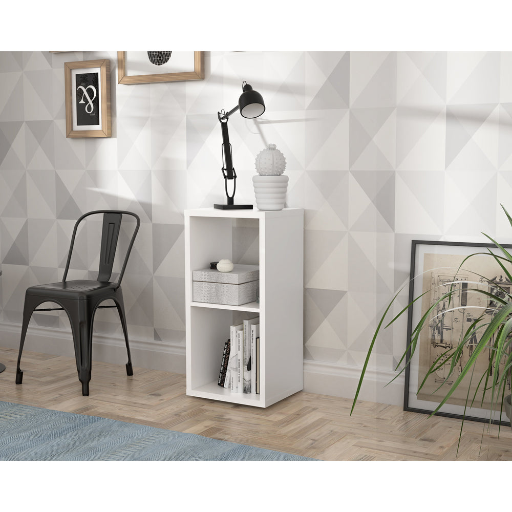 Cora 2 Tier Lamp Table/Bookcase in White - FurniComp