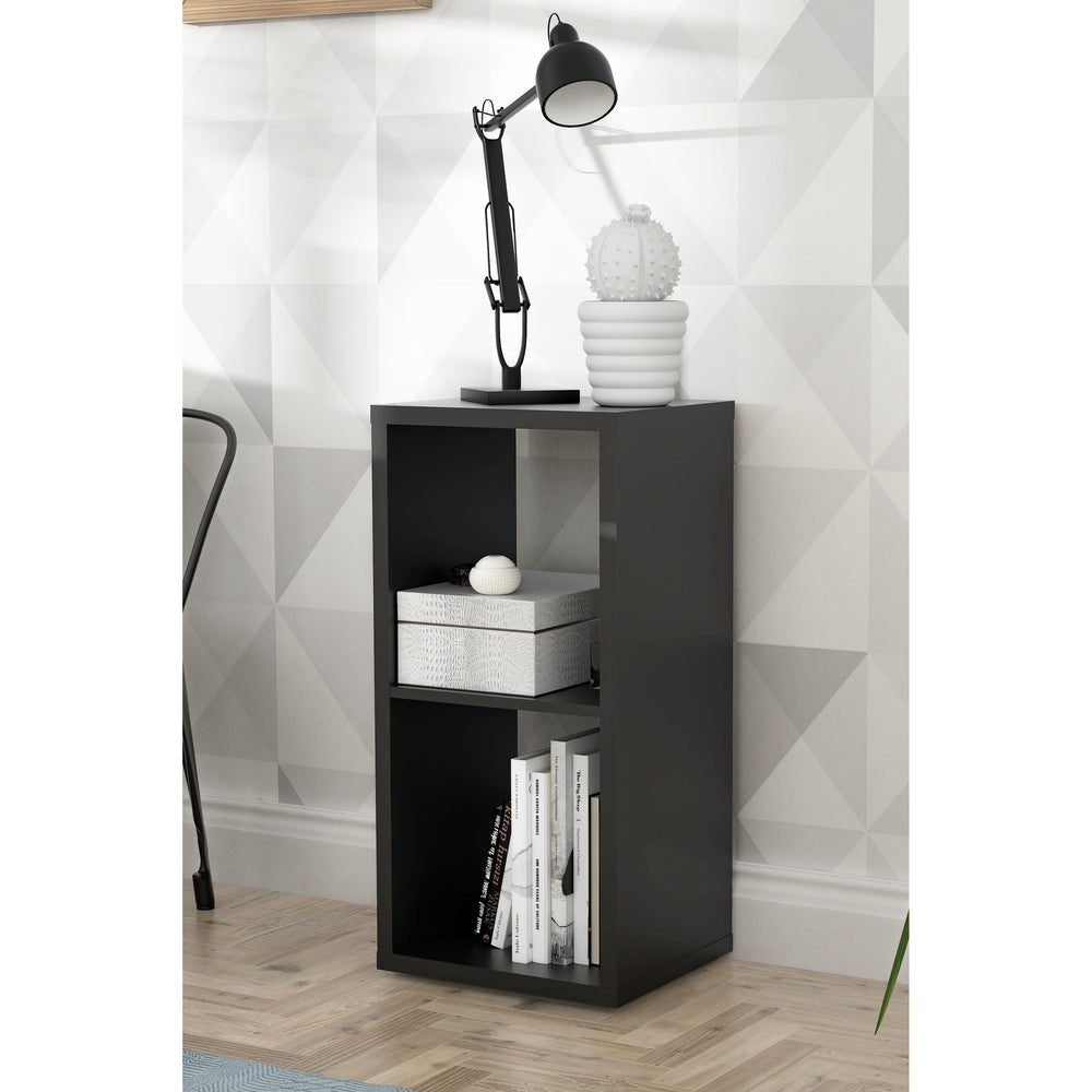 Cora 2 Tier Lamp Table/Bookcase in Black - FurniComp