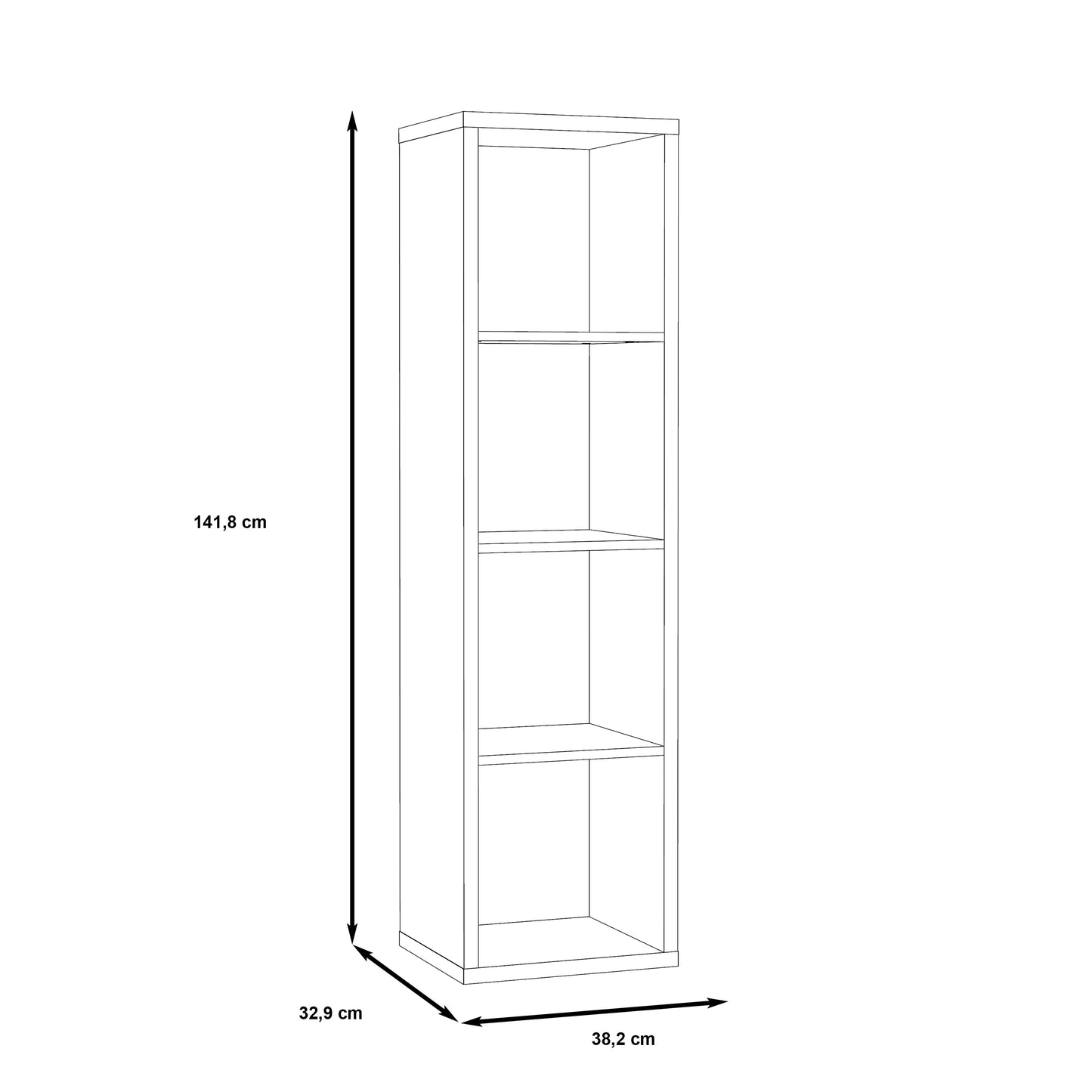 Cora 4 Tier Tall Open Back Bookcase/Shelving Unit in White - FurniComp