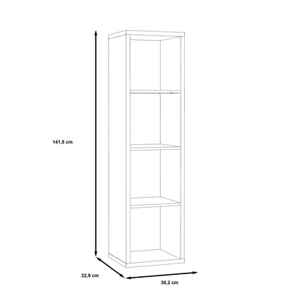 Cora 4 Tier Tall Open Back Bookcase/Shelving Unit in White - FurniComp