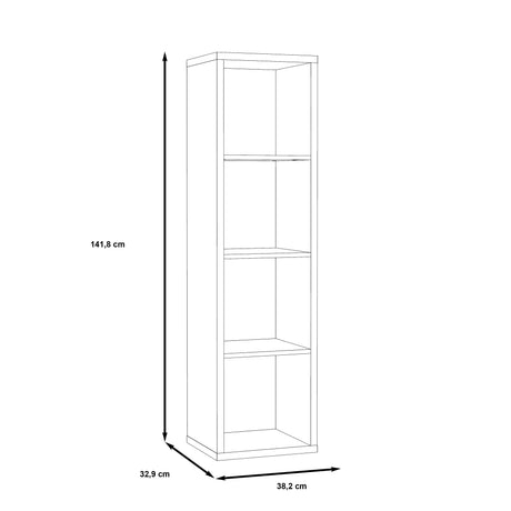 Cora 4 Tier Tall Open Back Bookcase/Shelving Unit in Concrete Grey - FurniComp