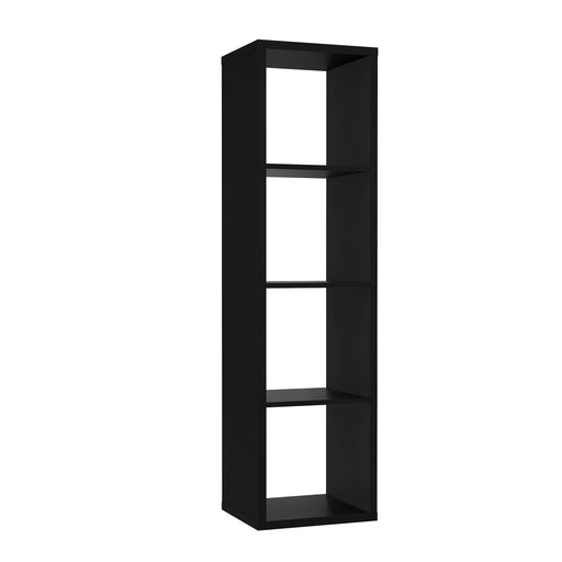 Cora 4 Tier Tall Open Back Bookcase/Shelving Unit in Black - FurniComp