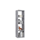 Cora 4 Tier Tall Open Back Bookcase/Shelving Unit in Concrete Grey - FurniComp