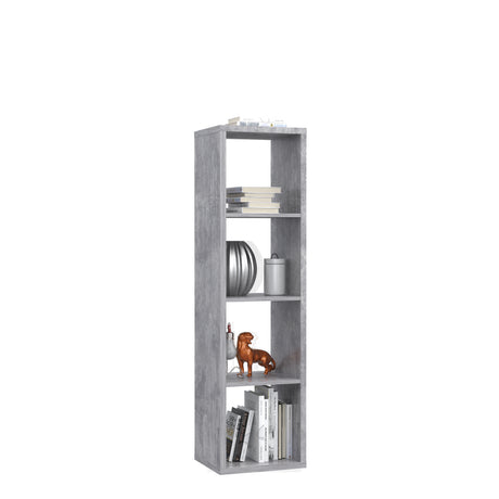Cora 4 Tier Tall Open Back Bookcase/Shelving Unit in Concrete Grey - FurniComp