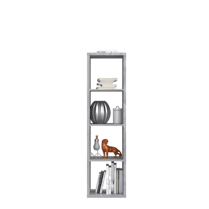 Cora 4 Tier Tall Open Back Bookcase/Shelving Unit in Concrete Grey - FurniComp