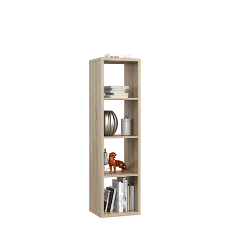 Cora 4 Tier Tall Open Back Bookcase/Shelving Unit in Sonoma Oak - FurniComp