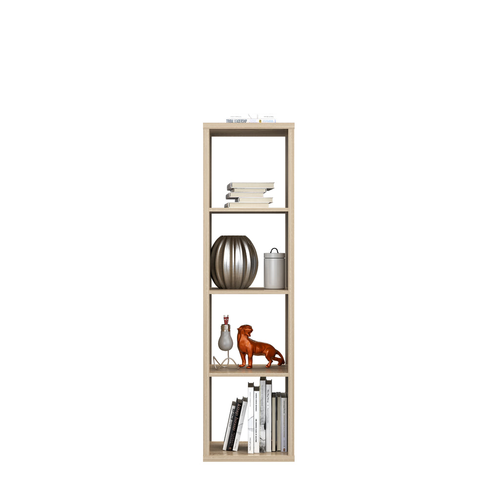 Cora 4 Tier Tall Open Back Bookcase/Shelving Unit in Sonoma Oak - FurniComp