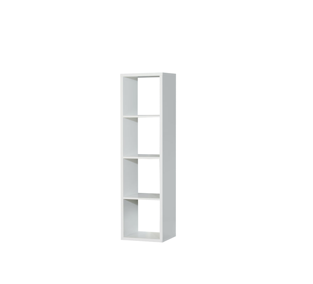 Cora 4 Tier Tall Open Back Bookcase/Shelving Unit in White - FurniComp