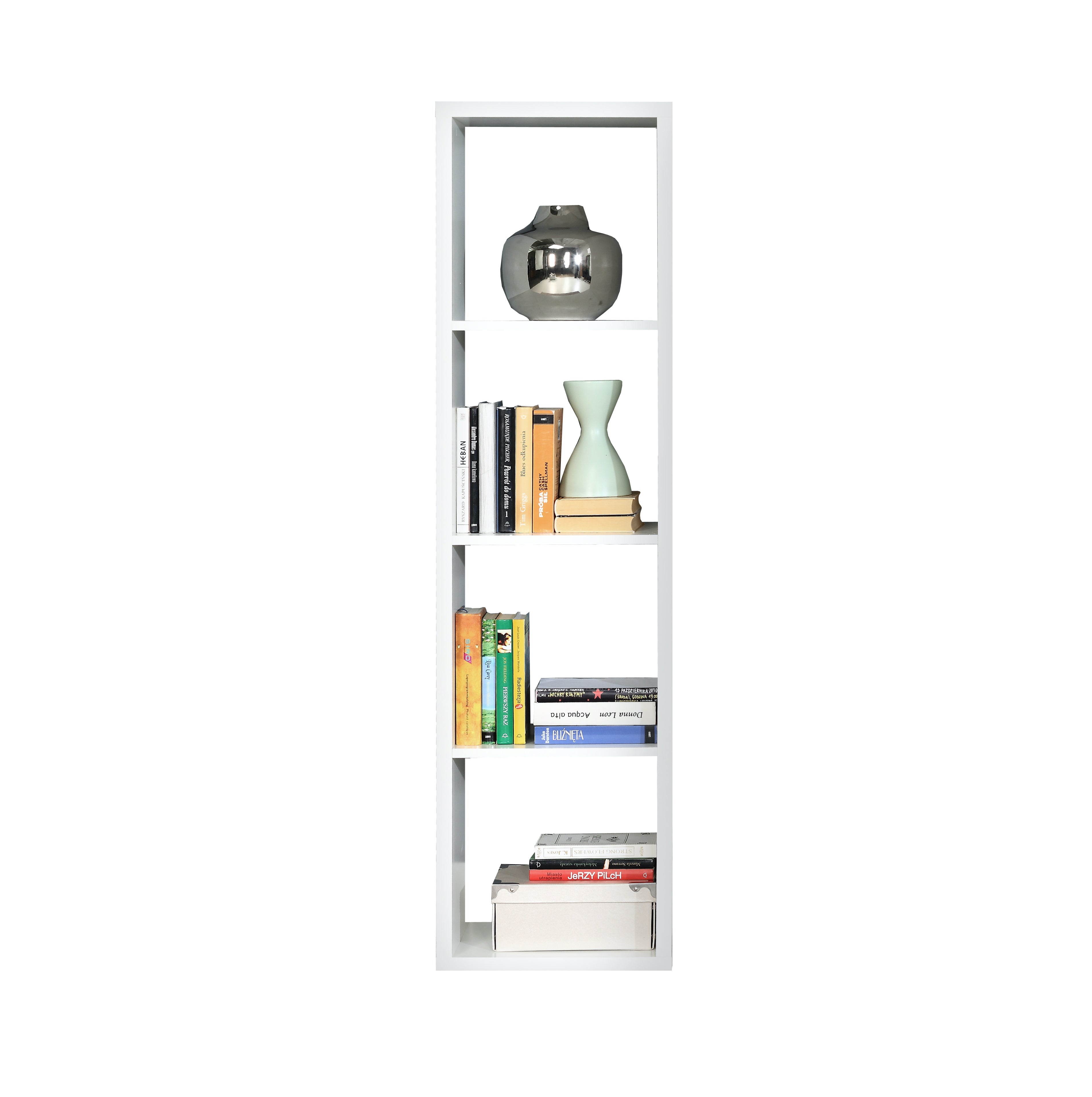 Cora 4 Tier Tall Open Back Bookcase/Shelving Unit in White - FurniComp