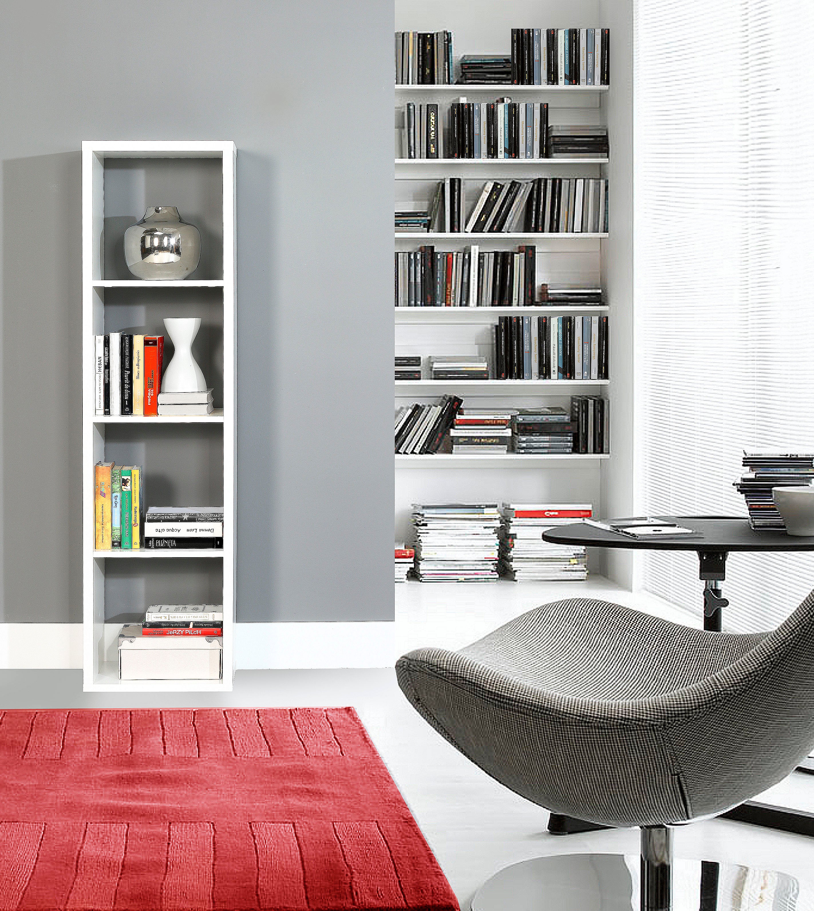 Cora 4 Tier Tall Open Back Bookcase/Shelving Unit in White - FurniComp