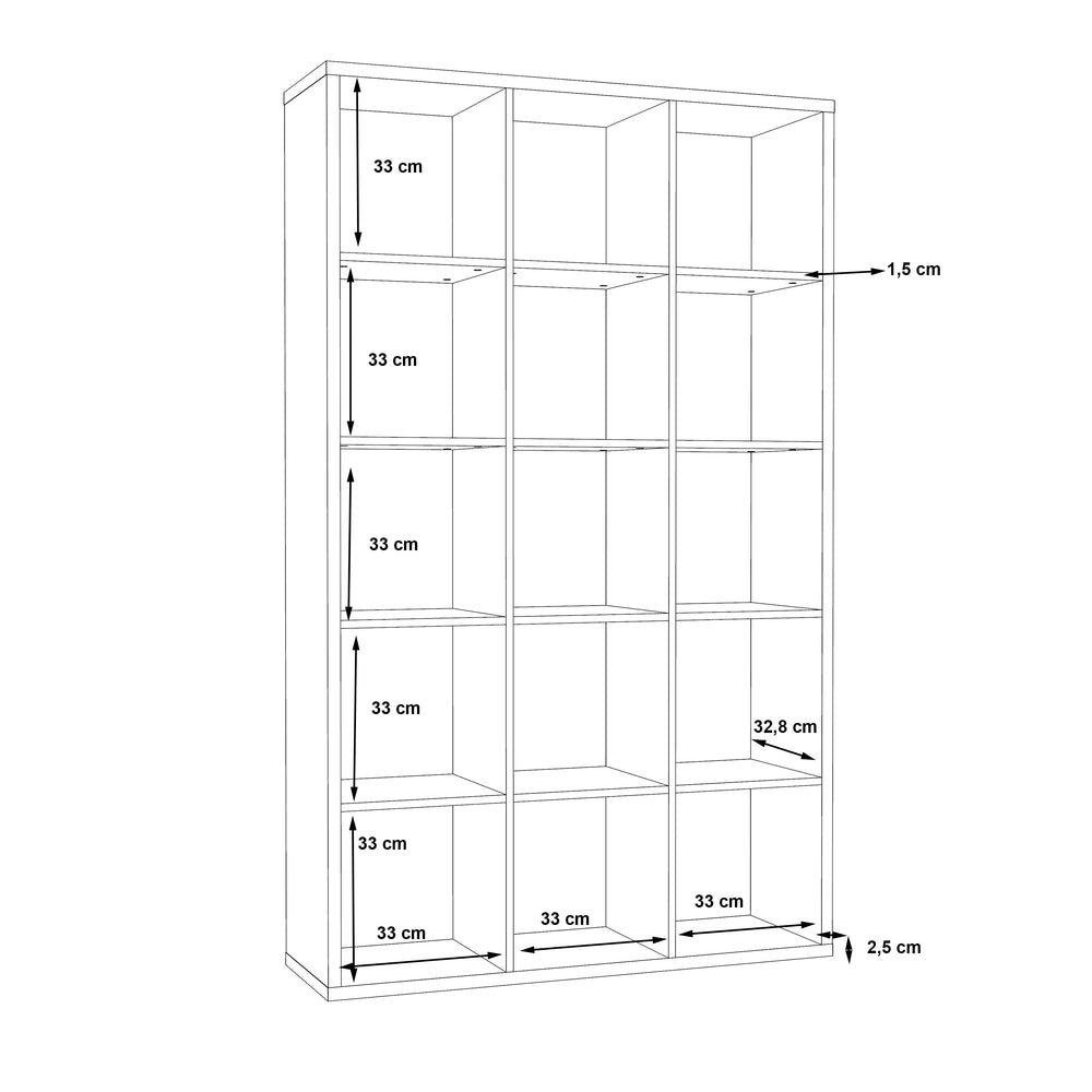 Cora 5 Tier Tall Wide Open Back Bookcase/Shelving Unit in Concrete Grey - FurniComp