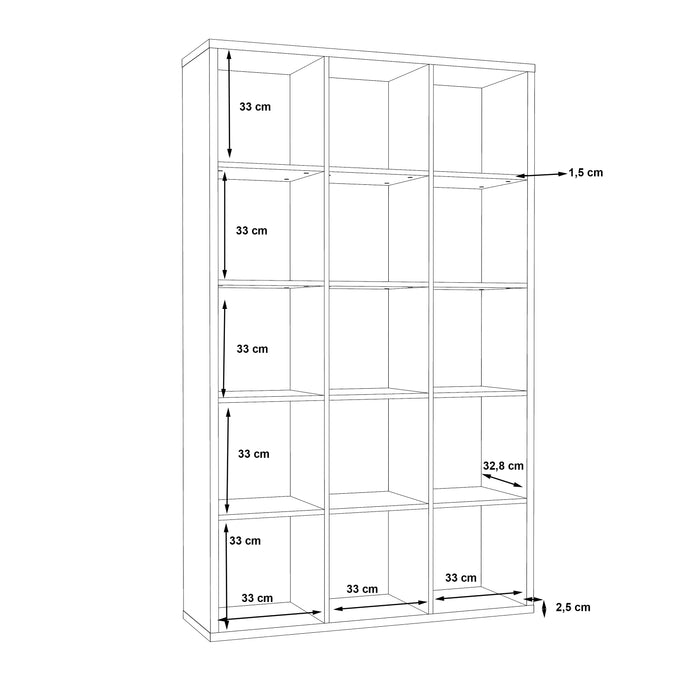 Cora 5 Tier Tall Wide Open Back Bookcase/Shelving Unit in Concrete Grey - FurniComp