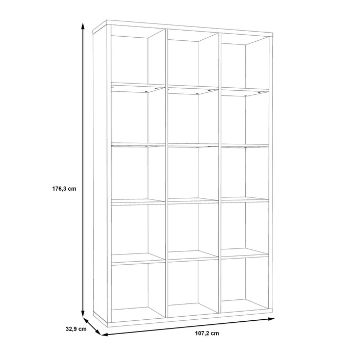 Cora 5 Tier Tall Wide Open Back Bookcase/Shelving Unit in White - FurniComp