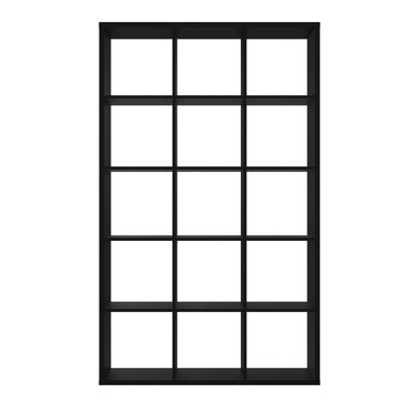 Cora 5 Tier Tall Wide Open Back Bookcase/Shelving Unit in Black - FurniComp