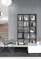 Cora 5 Tier Tall Wide Open Back Bookcase/Shelving Unit in Black - FurniComp