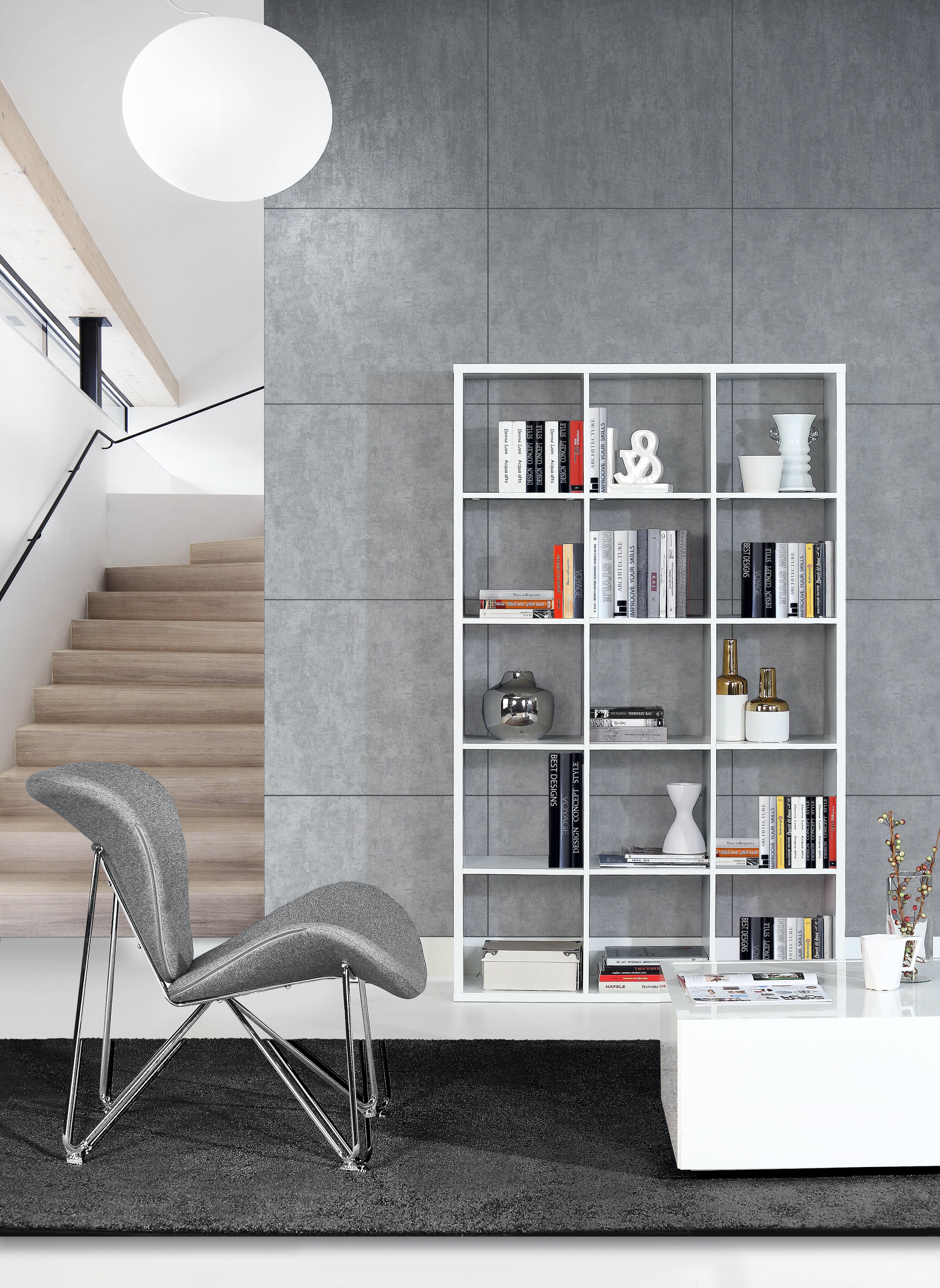 Cora 5 Tier Tall Wide Open Back Bookcase/Shelving Unit in White - FurniComp