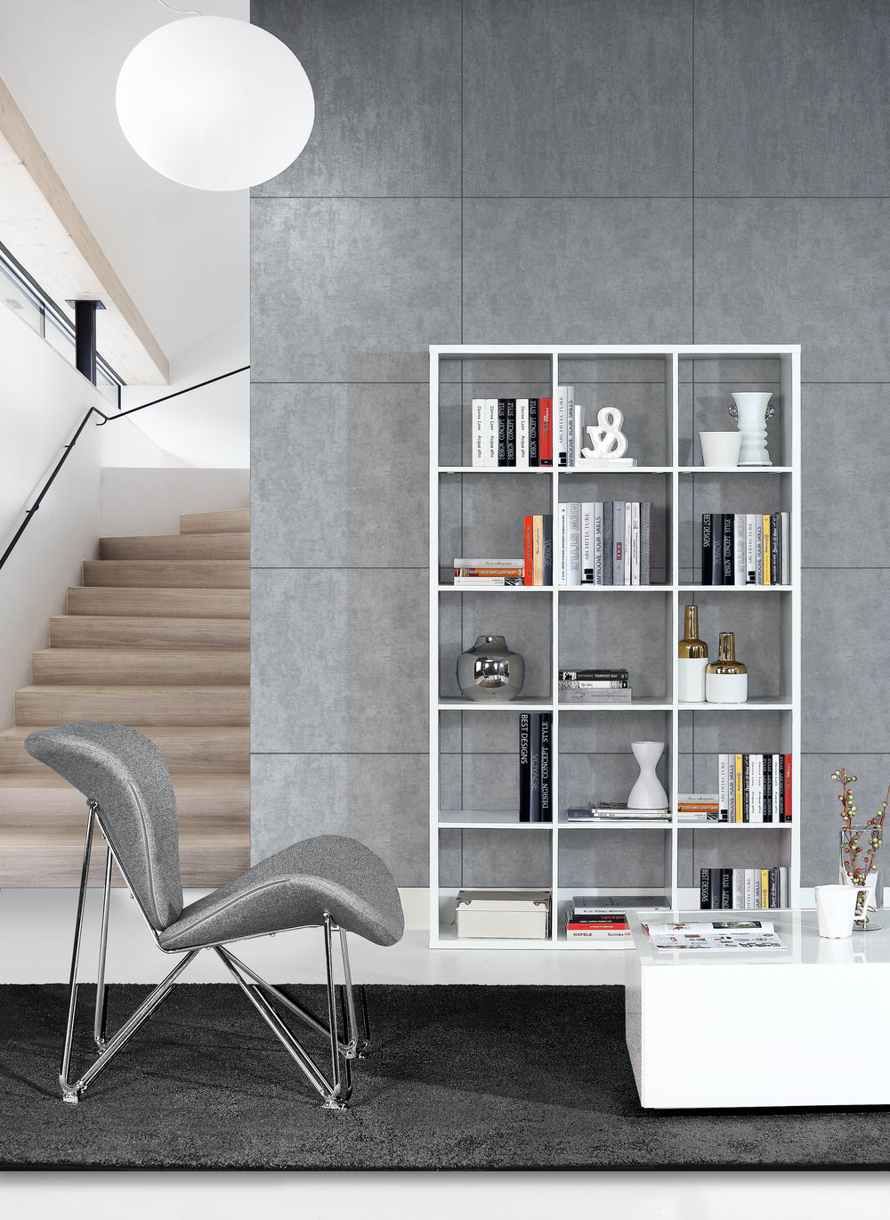 Cora 5 Tier Tall Wide Open Back Bookcase/Shelving Unit in White - FurniComp