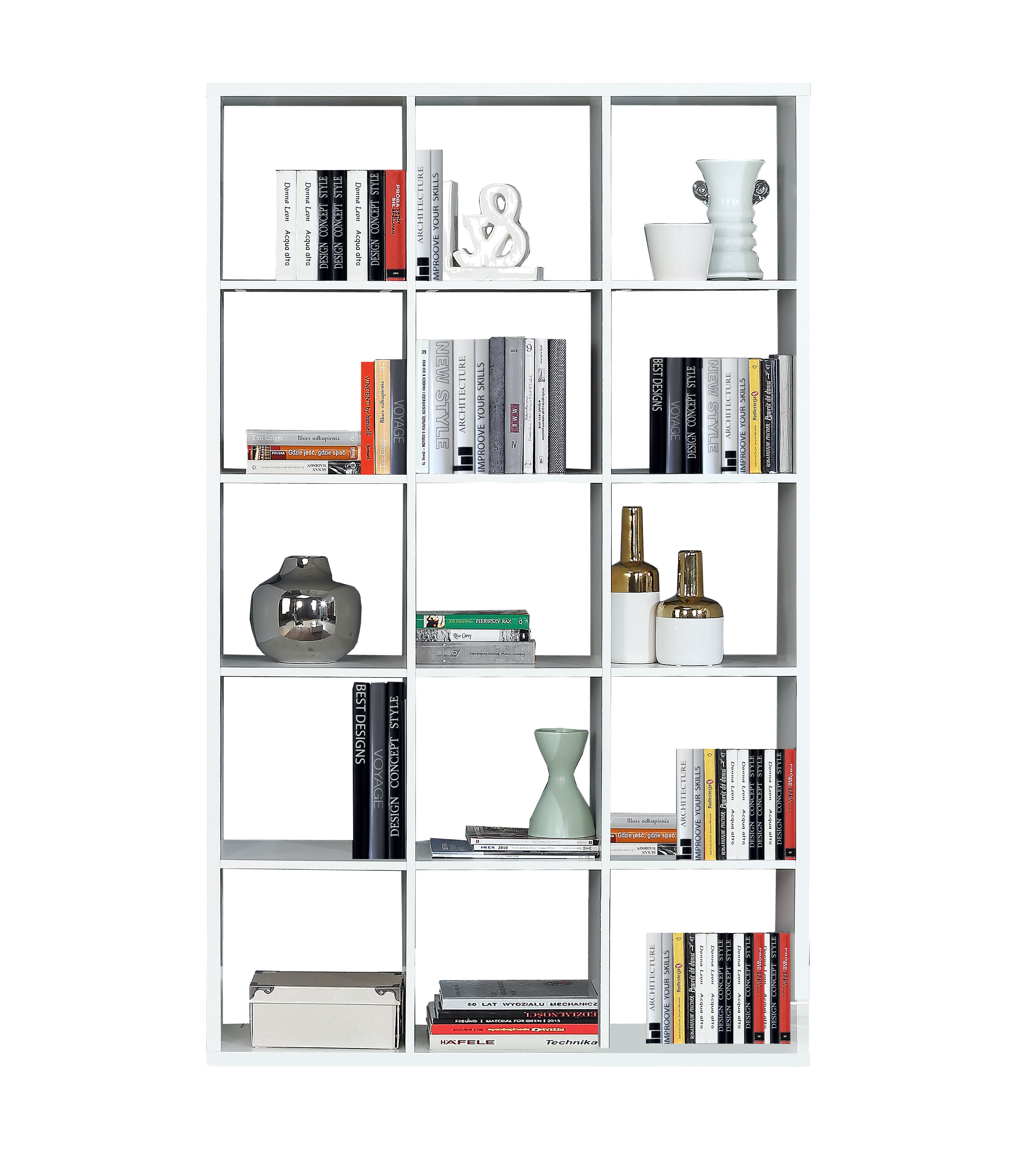 Cora 5 Tier Tall Wide Open Back Bookcase/Shelving Unit in White - FurniComp