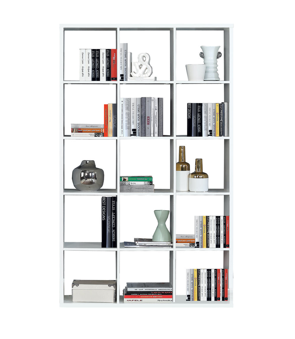 Cora 5 Tier Tall Wide Open Back Bookcase/Shelving Unit in White - FurniComp