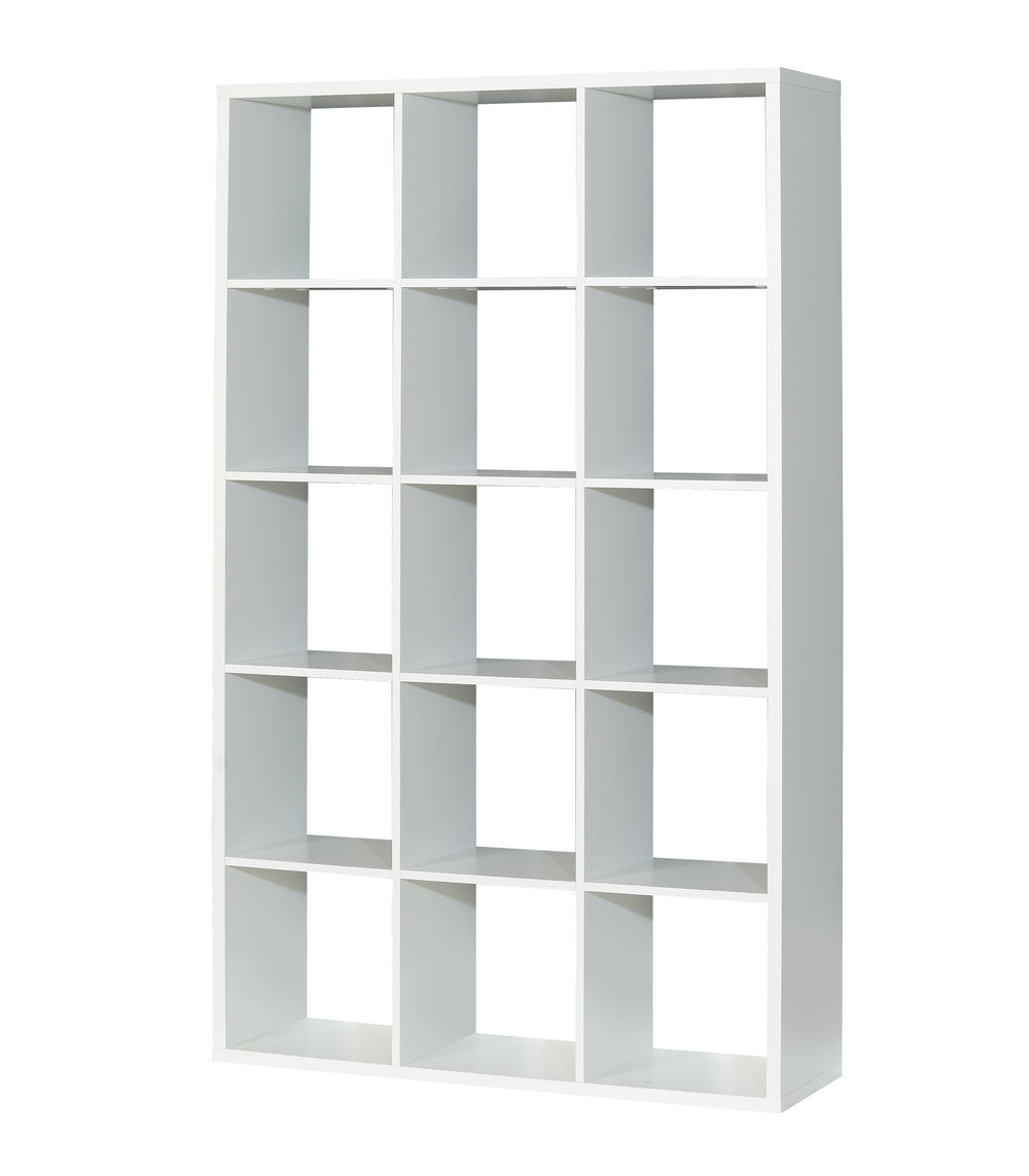 Cora 5 Tier Tall Wide Open Back Bookcase/Shelving Unit in White - FurniComp