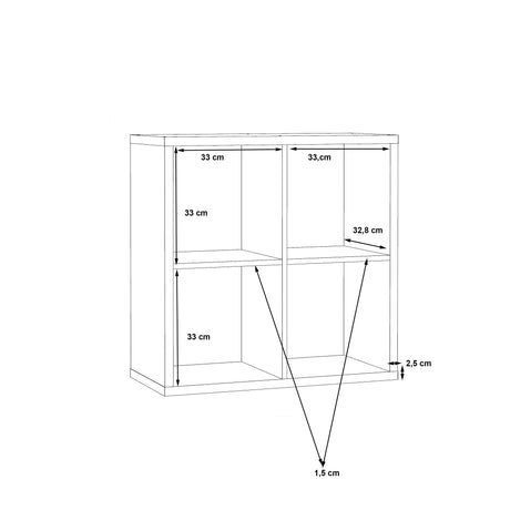 Cora Double 4 Cube Bookcase in White - FurniComp