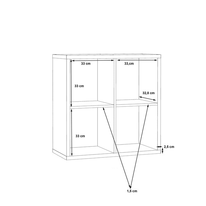 Cora Double 4 Cube Bookcase in White - FurniComp