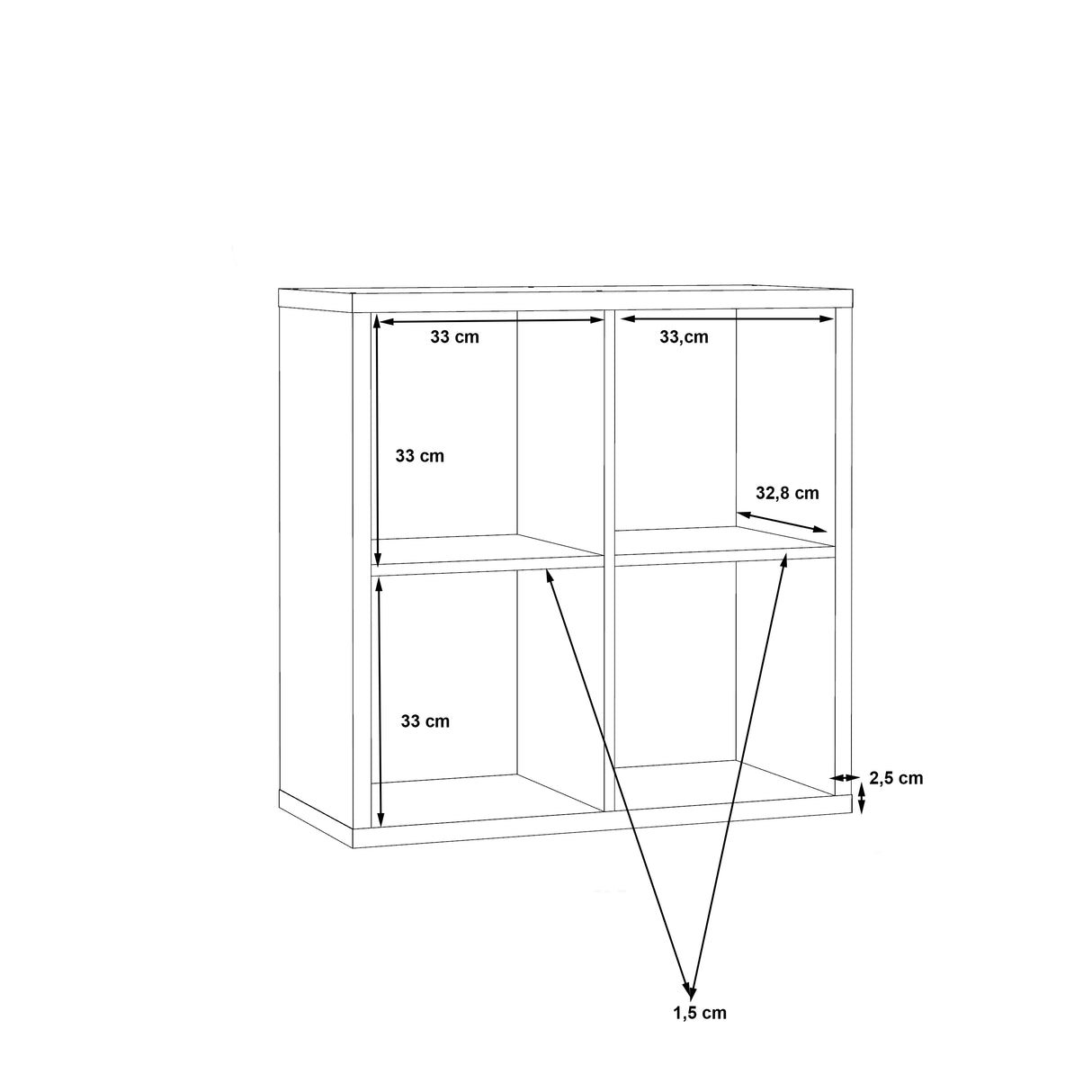 Cora Double 4 Cube Bookcase in Black - FurniComp