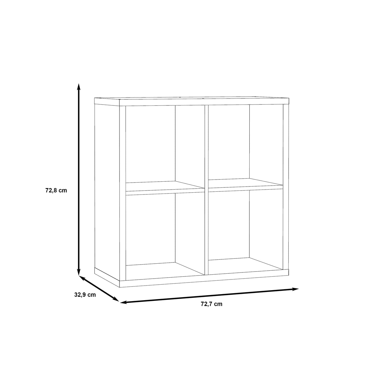 Cora Double 4 Cube Bookcase in Black - FurniComp