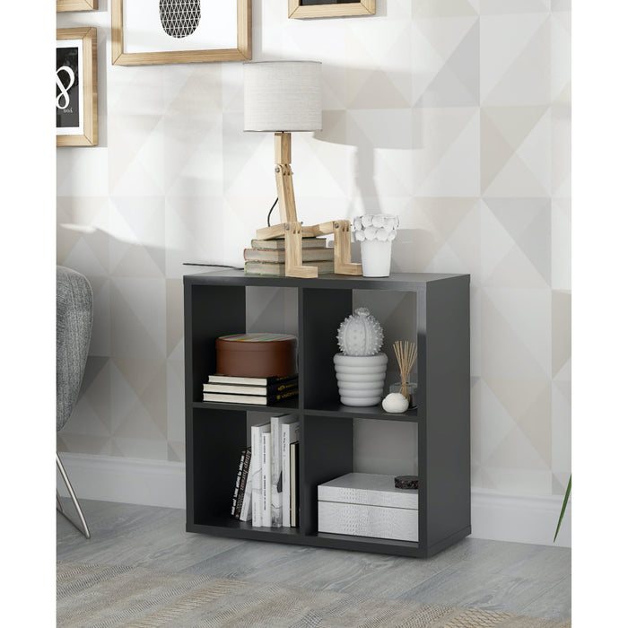 Cora Double 4 Cube Bookcase in Black - FurniComp