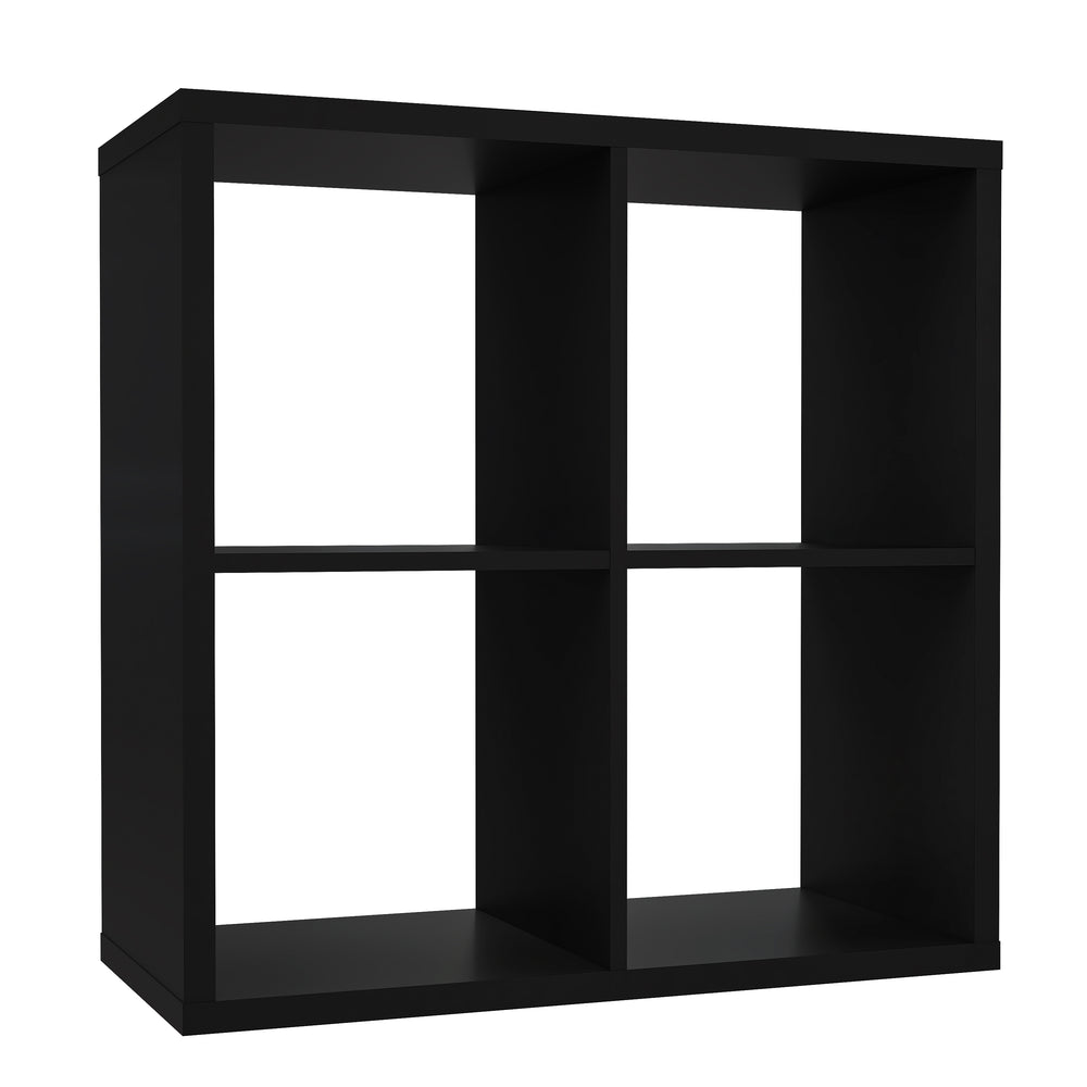 Cora Double 4 Cube Bookcase in Black - FurniComp