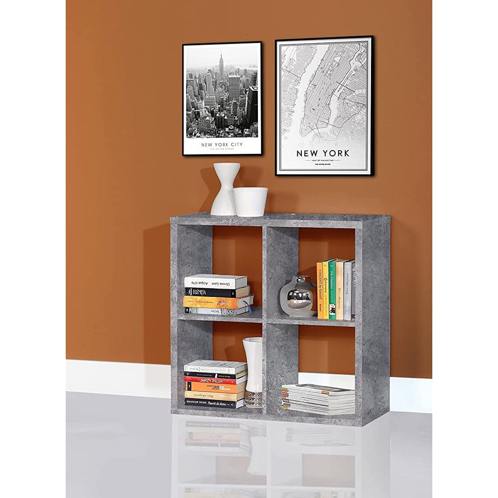 Cora Double 4 Cube Bookcase in Concrete Grey - FurniComp