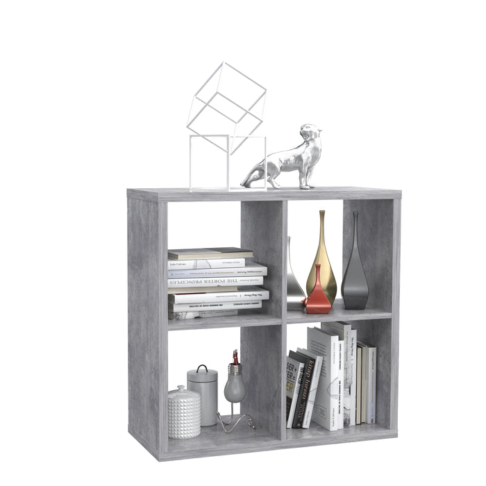 Cora Double 4 Cube Bookcase in Concrete Grey - FurniComp