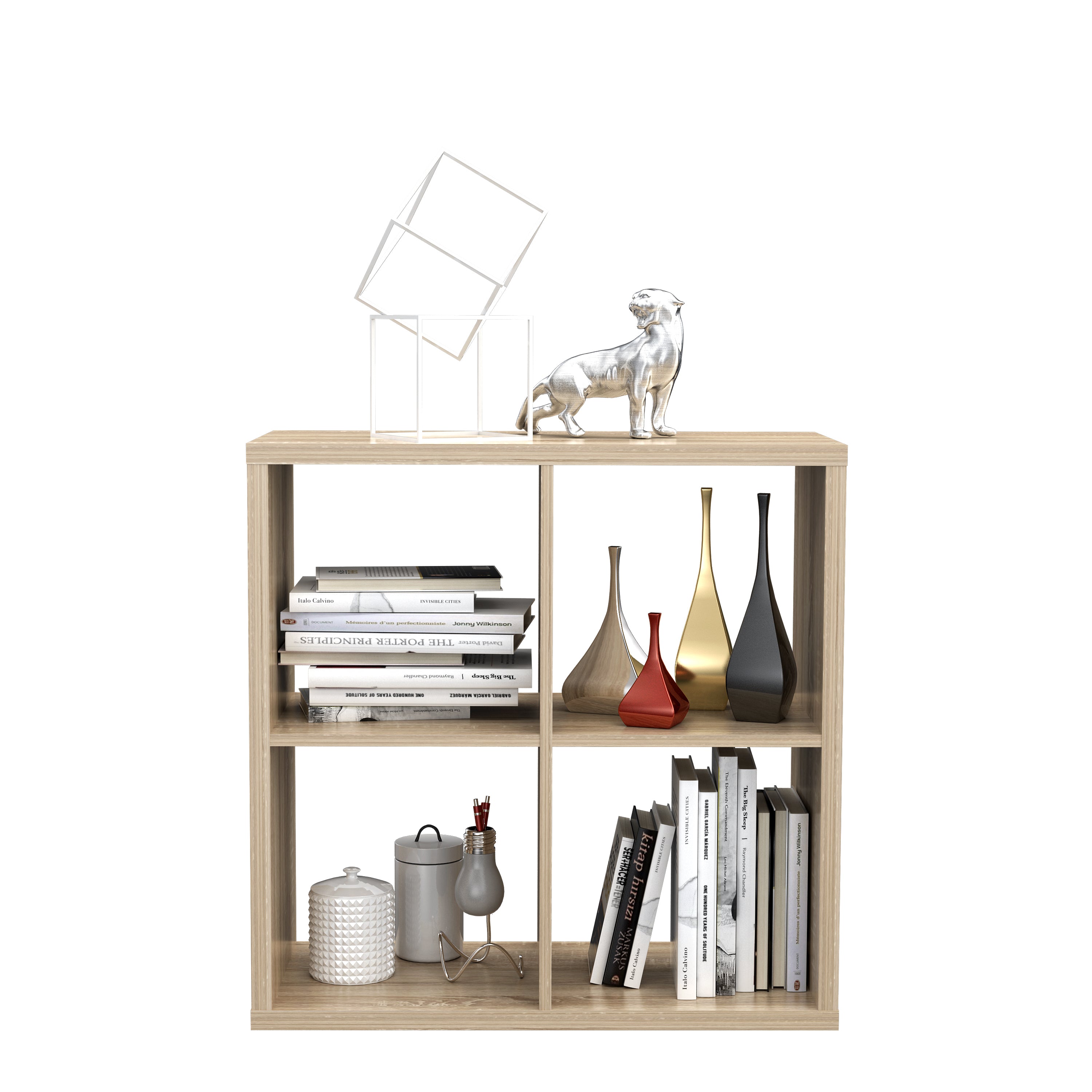 Cora Double 4 Cube Bookcase in Sonoma Oak - FurniComp