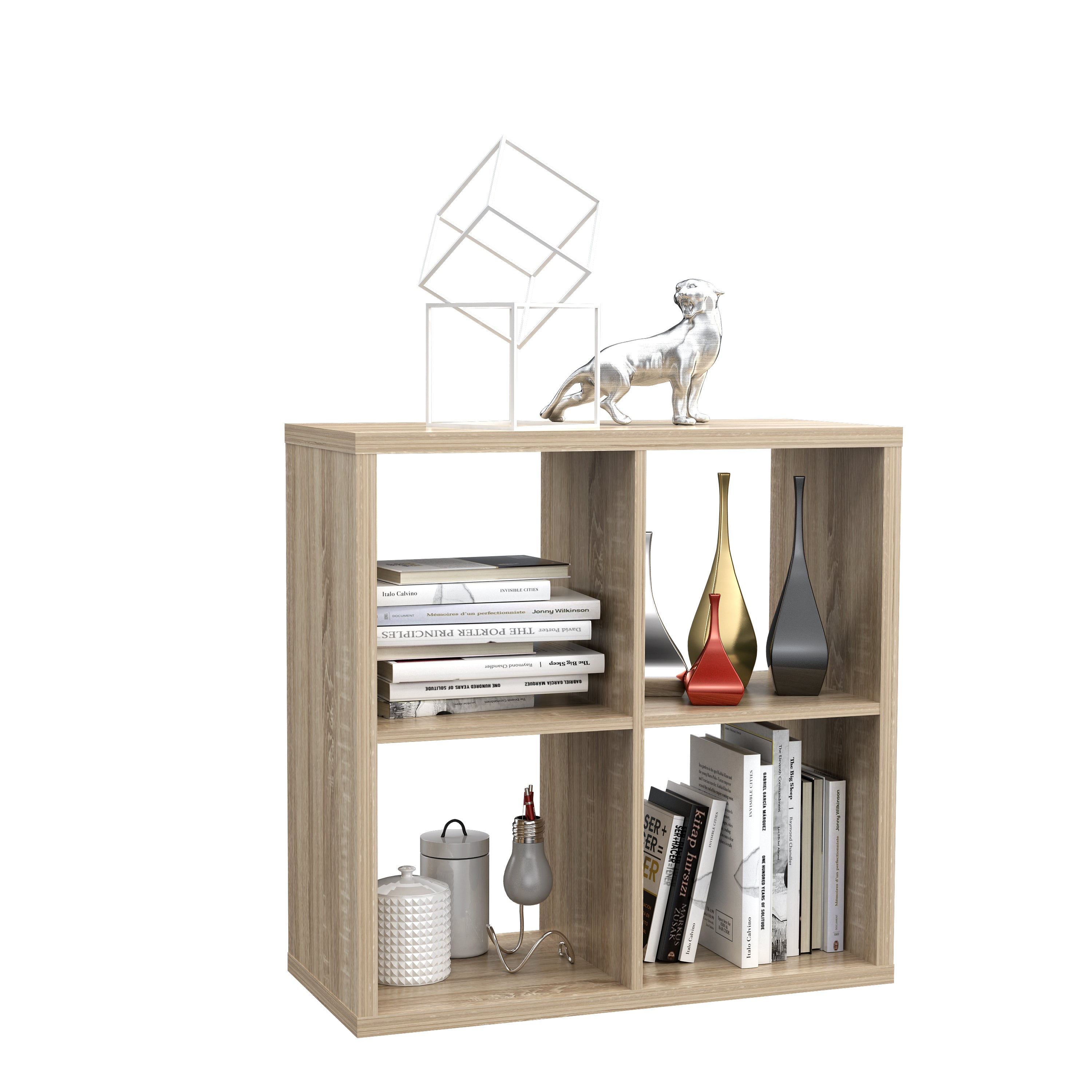 Cora Double 4 Cube Bookcase in Sonoma Oak - FurniComp