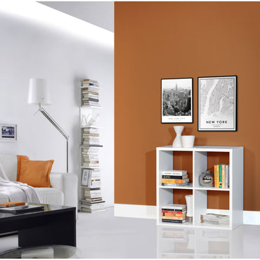 Cora Double 4 Cube Bookcase in White - FurniComp